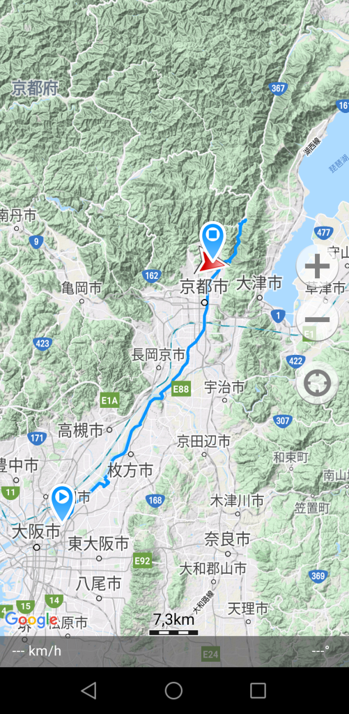 GPSロガー大阪～京都